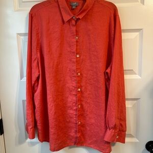 J. Jill Women's Button-Down Linen Tunic Shirt